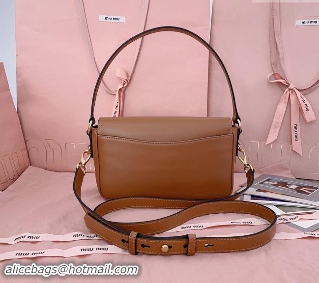 Trendy Design Miu Miu Penny leather shoulder bag 5BD270 Tan Brown 2024