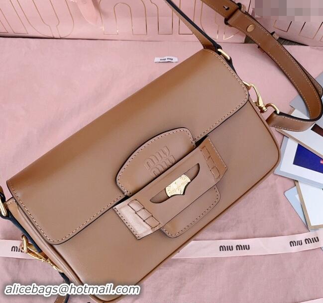 Trendy Design Miu Miu Penny leather shoulder bag 5BD270 Tan Brown 2024