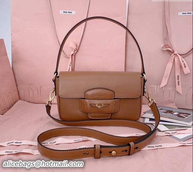 Trendy Design Miu Miu Penny leather shoulder bag 5BD270 Tan Brown 2024