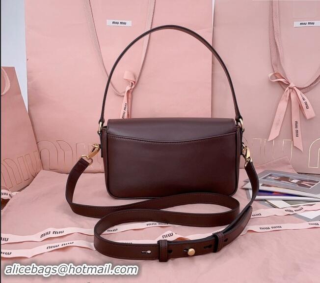 Top Grade Miu Miu Penny leather shoulder bag 5BD270 Briarwood Brown 2024