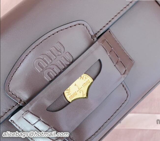 Top Grade Miu Miu Penny leather shoulder bag 5BD270 Briarwood Brown 2024