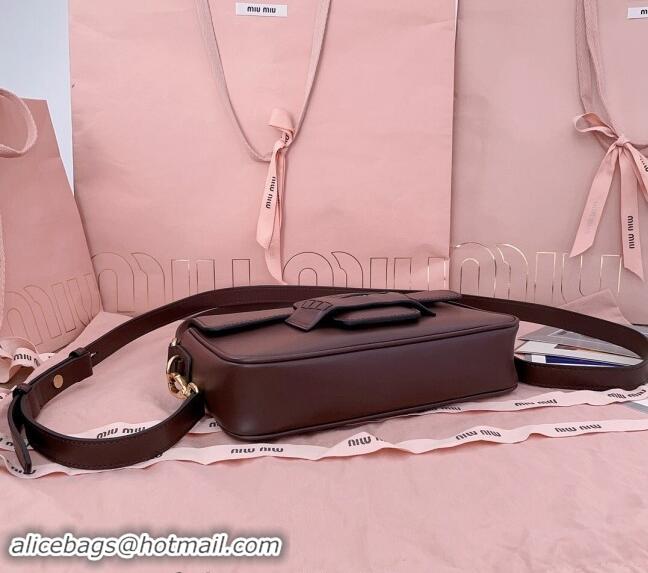 Top Grade Miu Miu Penny leather shoulder bag 5BD270 Briarwood Brown 2024