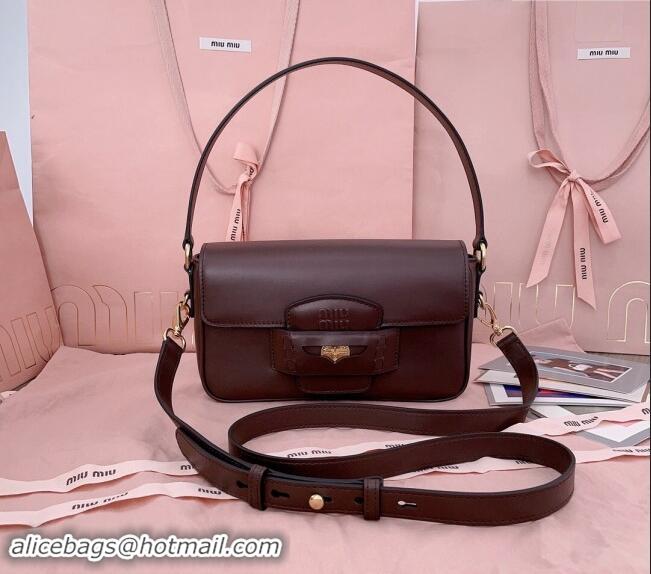 Top Grade Miu Miu Penny leather shoulder bag 5BD270 Briarwood Brown 2024