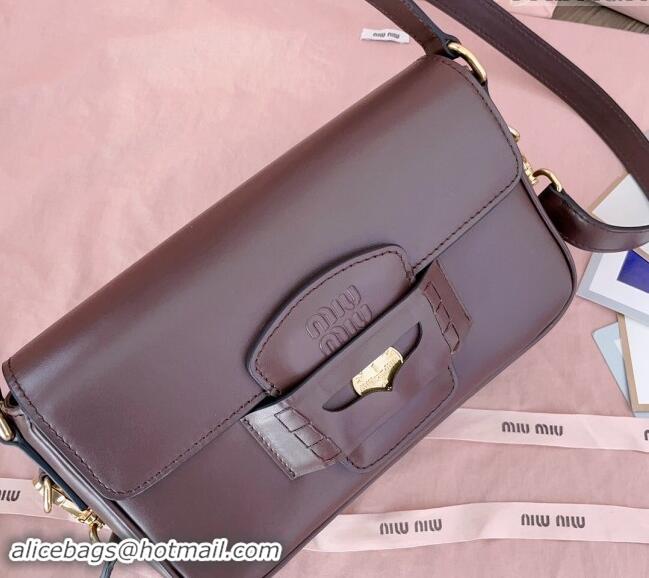 Top Grade Miu Miu Penny leather shoulder bag 5BD270 Briarwood Brown 2024