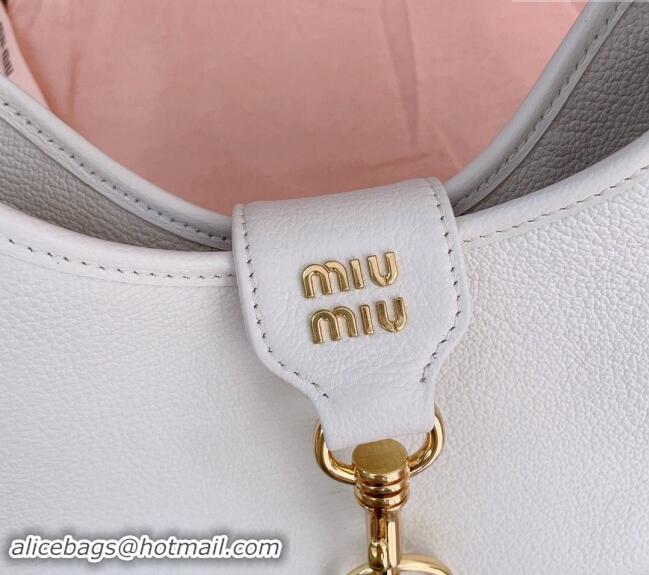 Traditional Specials Miu Miu leather hobo bag 5BC157 White 2024