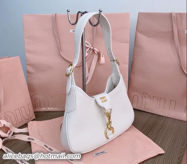 Traditional Specials Miu Miu leather hobo bag 5BC157 White 2024