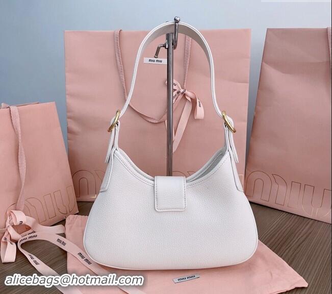 Traditional Specials Miu Miu leather hobo bag 5BC157 White 2024