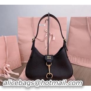 Grade Design Miu Miu leather hobo bag 5BC157 Black 2024