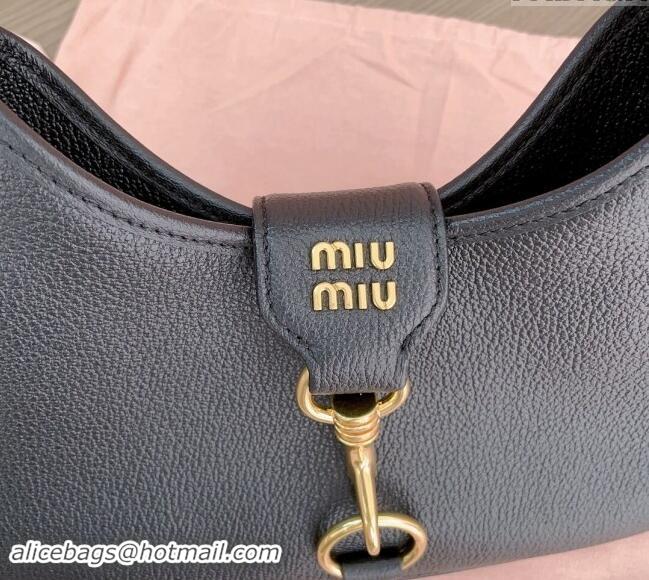 Grade Design Miu Miu leather hobo bag 5BC157 Black 2024