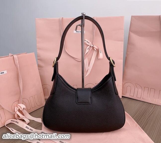 Grade Design Miu Miu leather hobo bag 5BC157 Black 2024