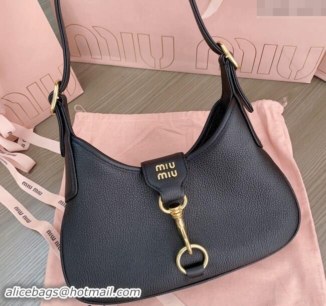 Grade Design Miu Miu leather hobo bag 5BC157 Black 2024