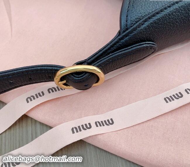 Grade Design Miu Miu leather hobo bag 5BC157 Black 2024