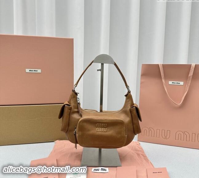 Best Grade Miu Miu Nappa Leather Pocket Bag 5BC146 Brown 2024