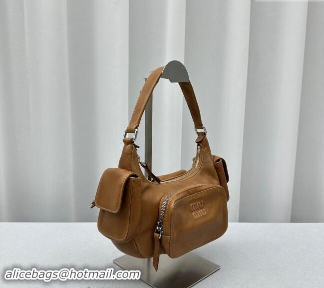 Best Grade Miu Miu Nappa Leather Pocket Bag 5BC146 Brown 2024