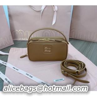 Low Cost Miu Miu leather mini bag 5BH229 Light Brown 2024