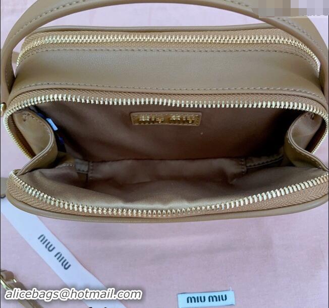 Low Cost Miu Miu leather mini bag 5BH229 Light Brown 2024