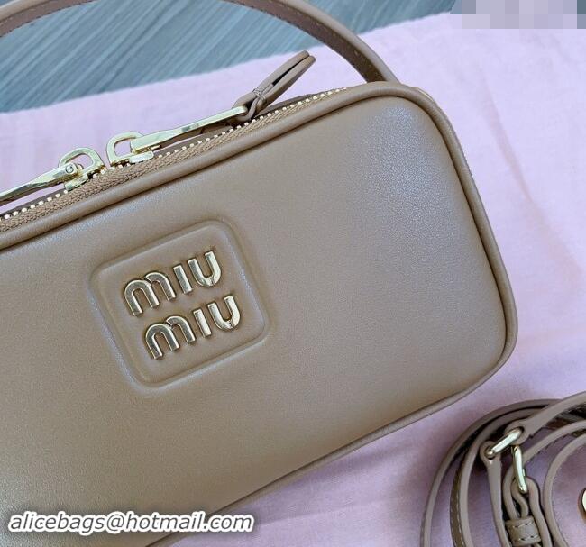 Low Cost Miu Miu leather mini bag 5BH229 Light Brown 2024