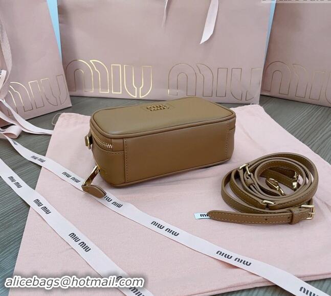 Low Cost Miu Miu leather mini bag 5BH229 Light Brown 2024