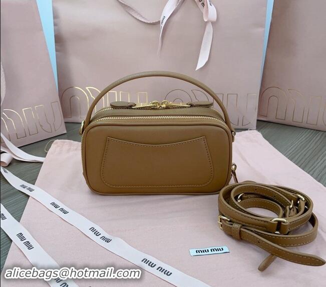 Low Cost Miu Miu leather mini bag 5BH229 Light Brown 2024