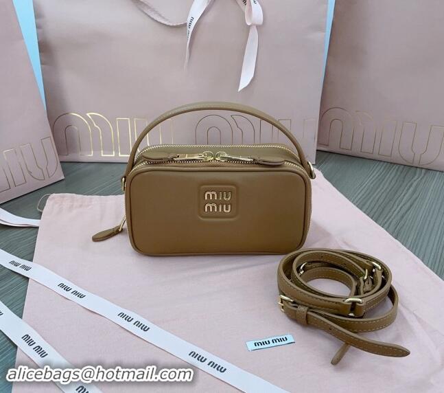 Low Cost Miu Miu leather mini bag 5BH229 Light Brown 2024