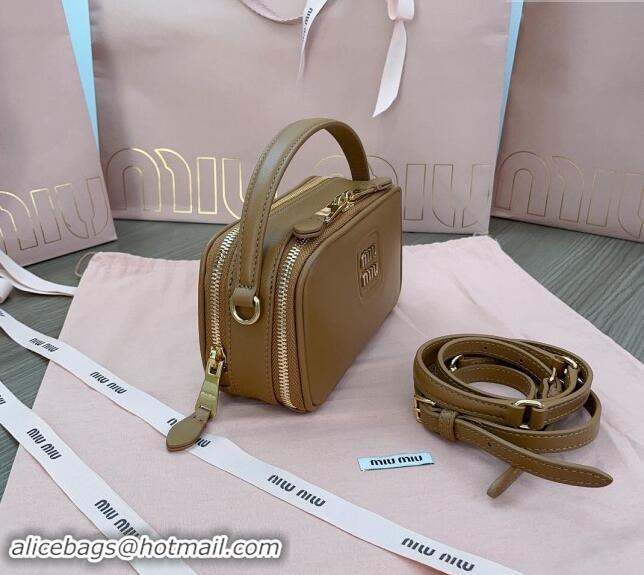 Low Cost Miu Miu leather mini bag 5BH229 Light Brown 2024