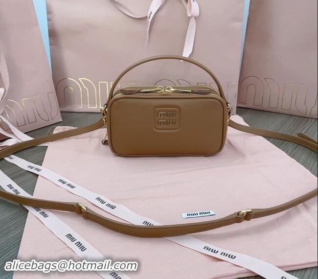 Low Cost Miu Miu leather mini bag 5BH229 Light Brown 2024