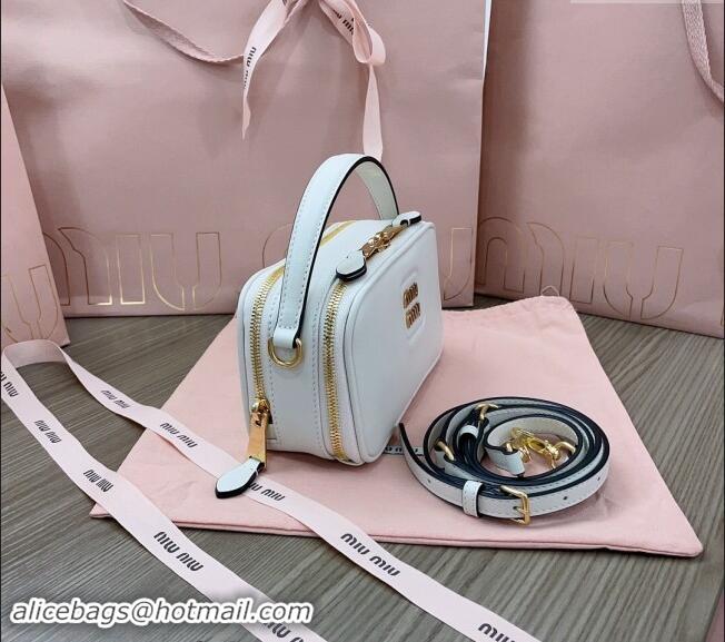 Top Grade Miu Miu leather mini bag 5BH229 White 2024