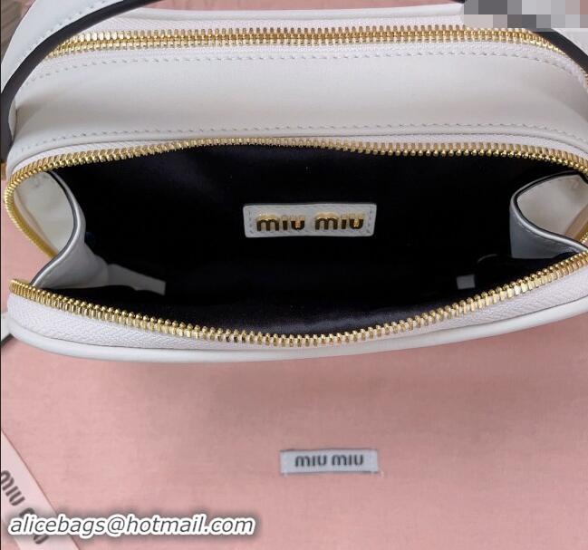 Top Grade Miu Miu leather mini bag 5BH229 White 2024