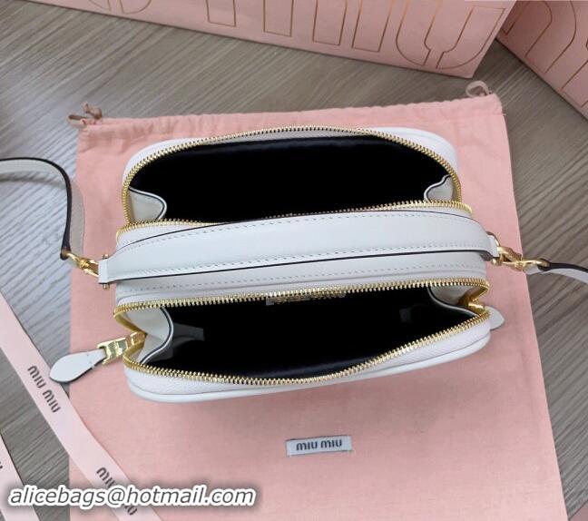 Top Grade Miu Miu leather mini bag 5BH229 White 2024