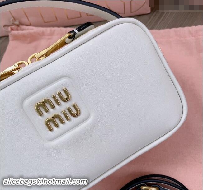 Top Grade Miu Miu leather mini bag 5BH229 White 2024