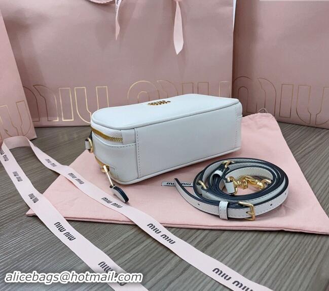 Top Grade Miu Miu leather mini bag 5BH229 White 2024