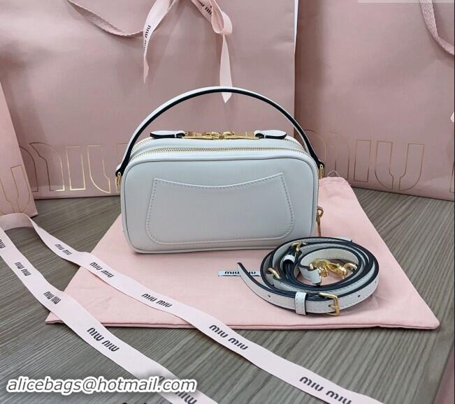 Top Grade Miu Miu leather mini bag 5BH229 White 2024