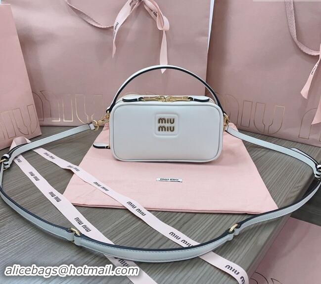 Top Grade Miu Miu leather mini bag 5BH229 White 2024