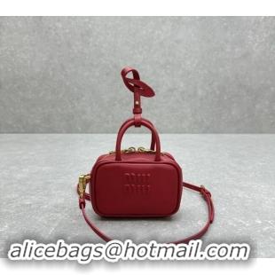 Top Quality Miu Miu Leather micro bag 5NR036 Red 2024