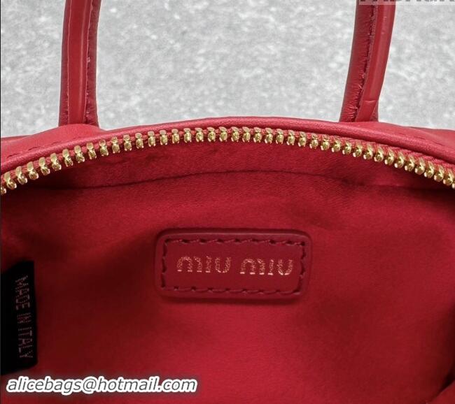 Top Quality Miu Miu Leather micro bag 5NR036 Red 2024