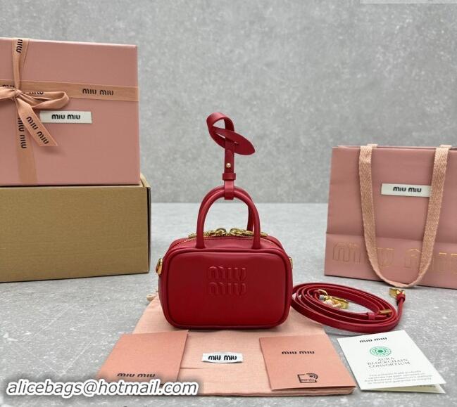 Top Quality Miu Miu Leather micro bag 5NR036 Red 2024