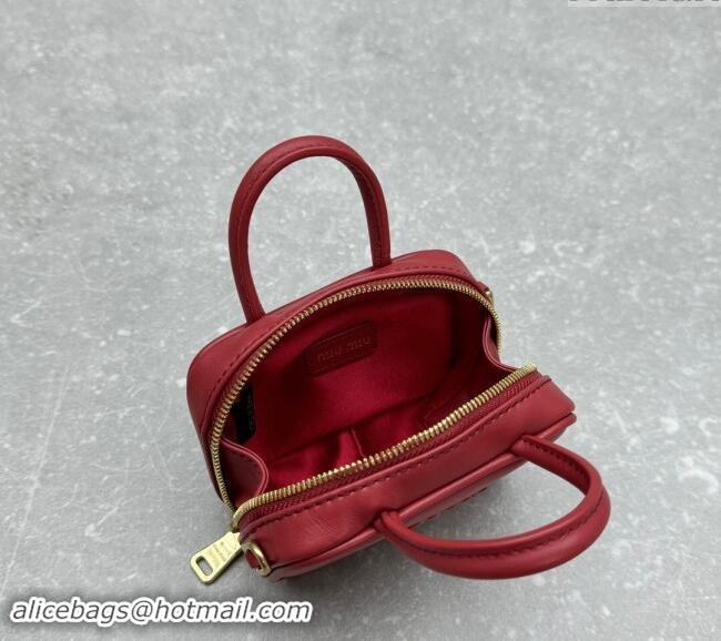 Top Quality Miu Miu Leather micro bag 5NR036 Red 2024