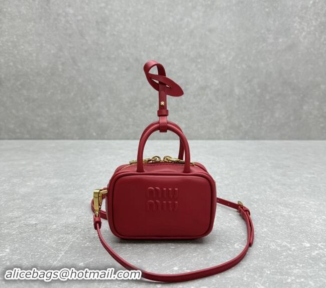 Top Quality Miu Miu Leather micro bag 5NR036 Red 2024