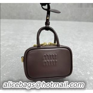 Pretty Style Miu Miu Leather micro bag 5NR036 Briarwood Brown 2024