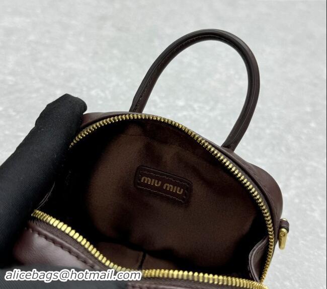 Pretty Style Miu Miu Leather micro bag 5NR036 Briarwood Brown 2024