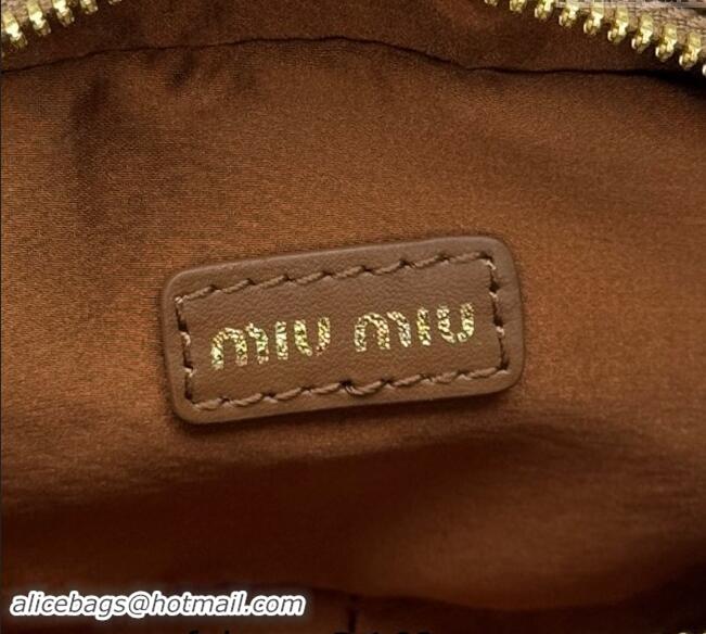 Top Grade Miu Miu Leather micro bag 5NR036 Brown 2024