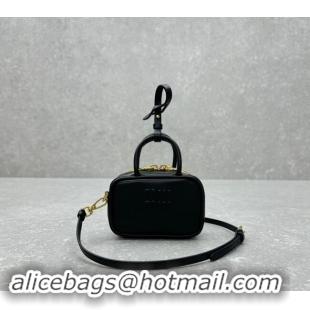 Top Quality Miu Miu Leather micro bag 5NR036 Black 2024