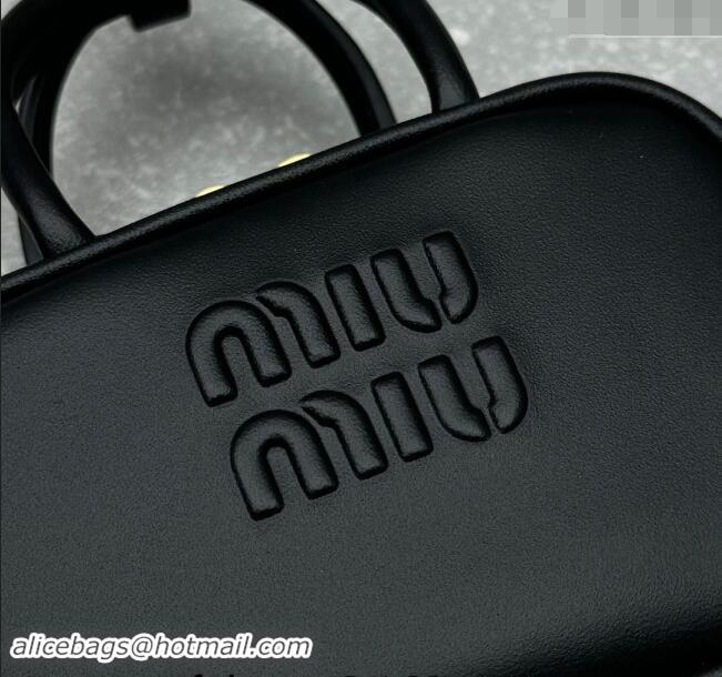 Top Quality Miu Miu Leather micro bag 5NR036 Black 2024