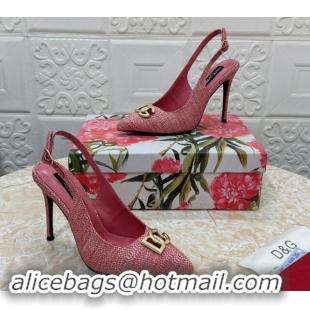 Shop Duplicate Dolce & Gabbana DG Straw-Like Slingback Pumps 10.5cm Pink 325107