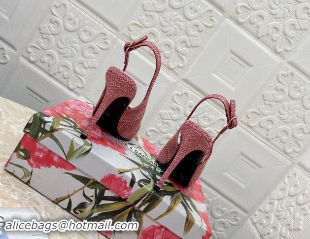 Shop Duplicate Dolce & Gabbana DG Straw-Like Slingback Pumps 10.5cm Pink 325107