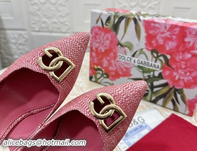 Shop Duplicate Dolce & Gabbana DG Straw-Like Slingback Pumps 10.5cm Pink 325107