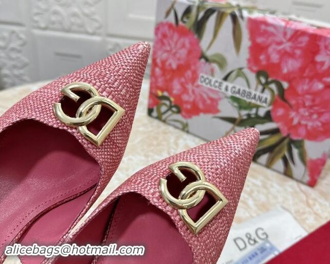 Good Quality Dolce & Gabbana DG Straw-Like Slingback Pumps 6.5cm Pink 325109