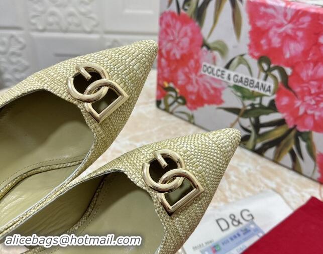 Top Design Dolce & Gabbana DG Straw-Like Slingback Pumps 10.5cm Green 325110