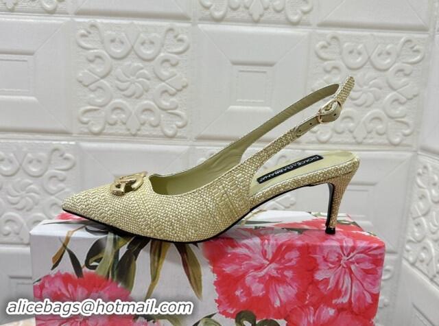 Best Product Dolce & Gabbana DG Straw-Like Slingback Pumps 6.5cm Green 325111