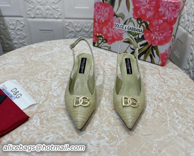 Best Product Dolce & Gabbana DG Straw-Like Slingback Pumps 6.5cm Green 325111